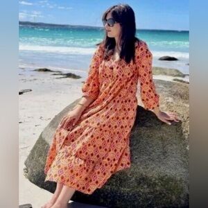 NWT Zara The Selma Long Print Midi 100% Cotton Maxi Dress Blogger Favourite Sz.S